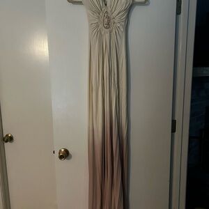 Sky Ivory/Pink Ombré Crochet Halter Maxi Dress